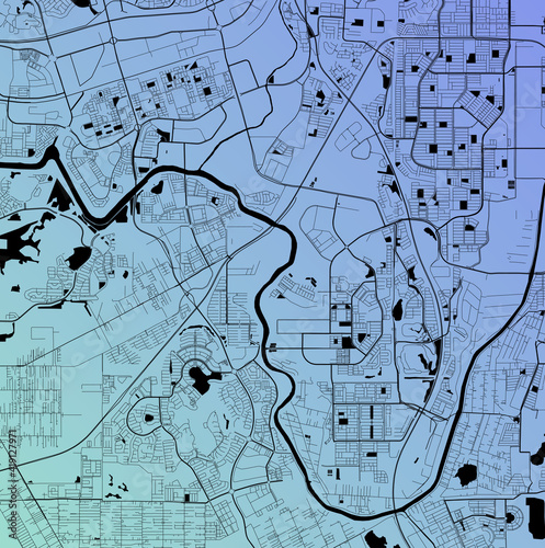 Kelang, Selangor, Malaysia (MYS) - Urban vector city map with parks, rail and roads, highways, minimalist town plan design poster, city center, downtown, transit network, street blueprint