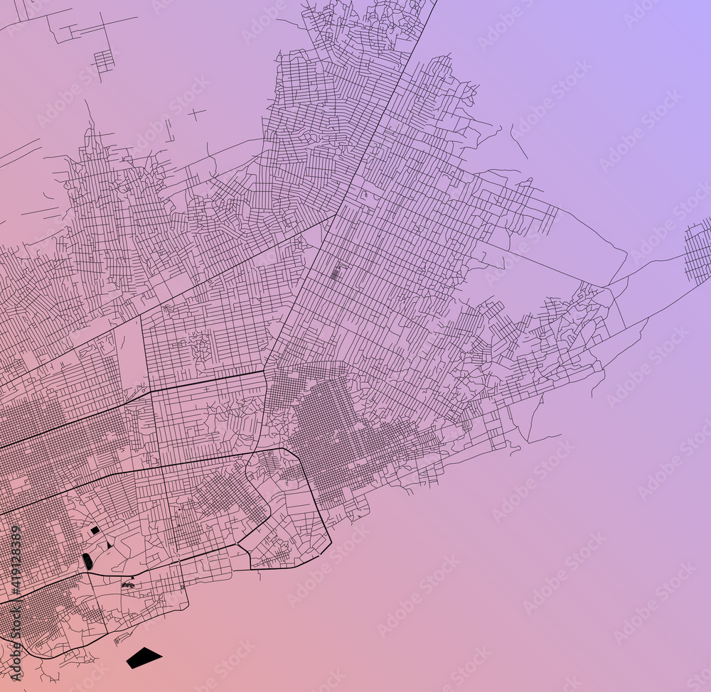 Fototapeta premium Mogadishu, Banaadir, Somalia (SOM) - Urban vector city map with parks, rail and roads, highways, minimalist town plan design poster, city center, downtown, transit network, street blueprint