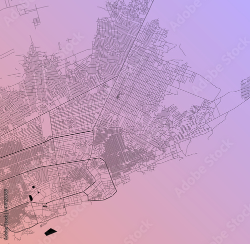 Mogadishu, Banaadir, Somalia (SOM) - Urban vector city map with parks, rail and roads, highways, minimalist town plan design poster, city center, downtown, transit network, street blueprint
