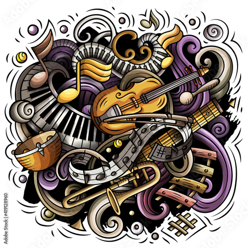 Cartoon vector doodles Classic music illustration