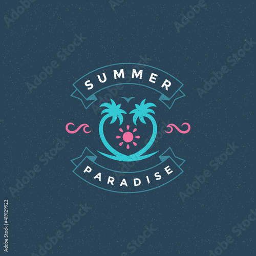 Summer holidays label or badge typography slogan design