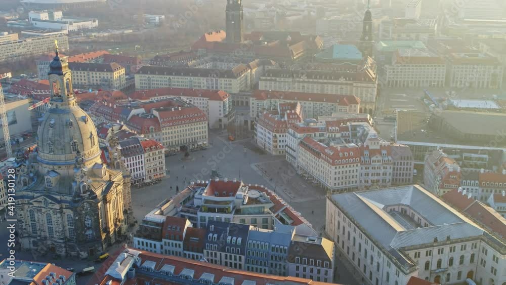panoramic drone flight over Dresden old town panoramic drone flight over Dresden old town
