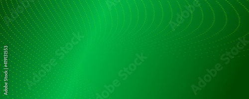 Abstract green gradient vector banner. Halftone dotted minimal contemporary long background 