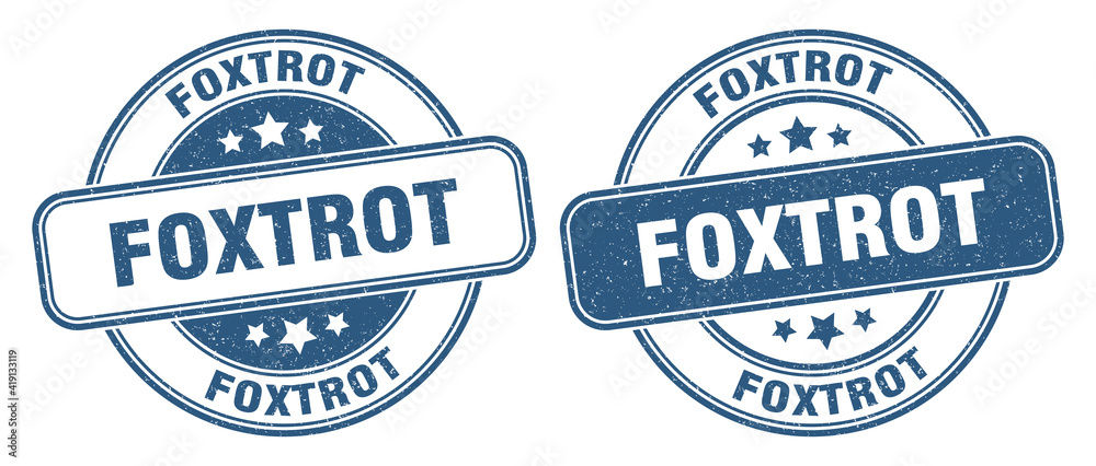 foxtrot stamp. foxtrot label. round grunge sign