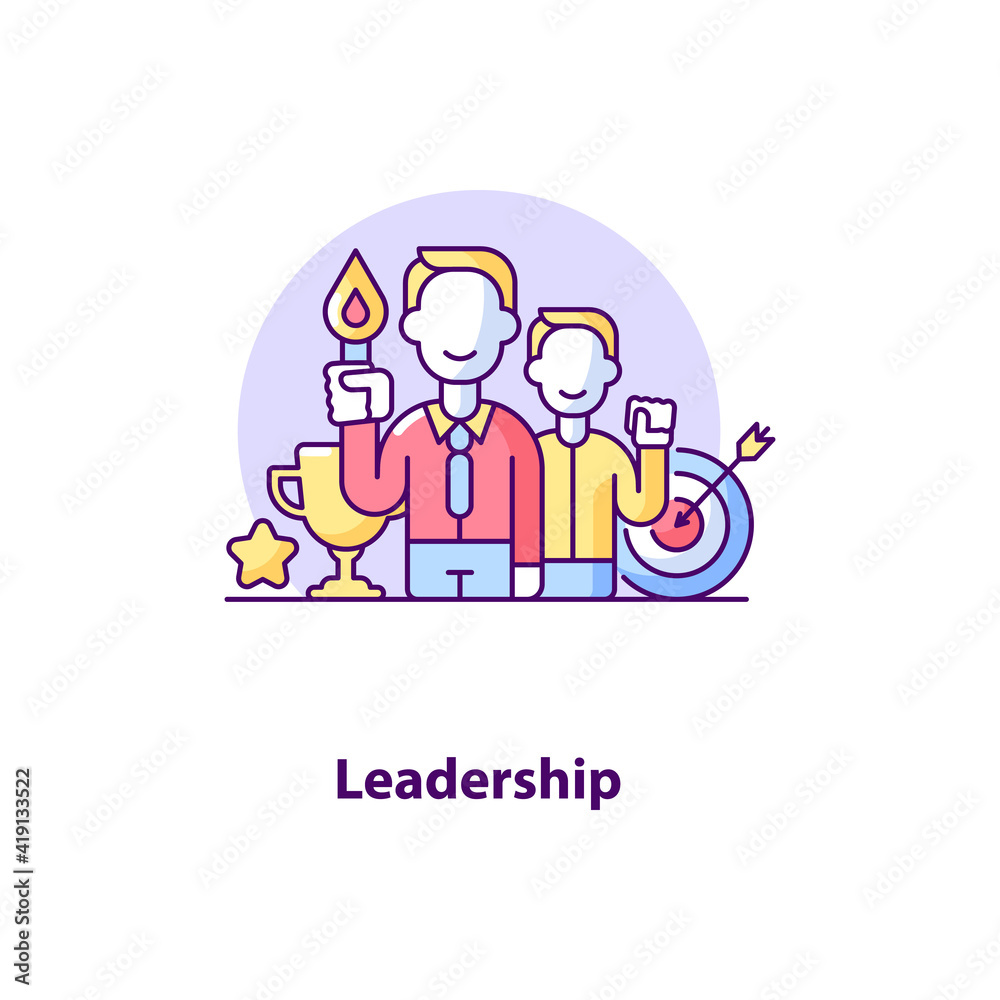 Leadership creative UI concept icon. Goal achievement abstract illustration. Business people office work. Creative design idea. Isolated vector art for UX. Color graphic design element Leadership creative UI concept icon. Goal achievement abstract illustration. Business people office work. Creative design idea. Isolated vector art for UX. Color graphic design element