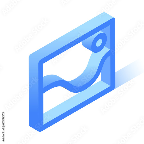 3d picture icon with shadow.Vector illustration in isometric style. Eps 10 template. 