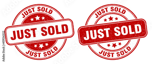 just sold stamp. just sold label. round grunge sign