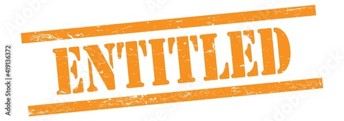 ENTITLED text on orange grungy lines stamp.
