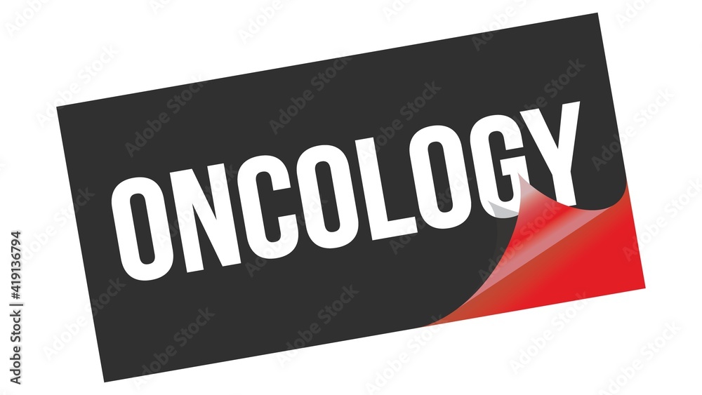 ONCOLOGY text on black red sticker stamp. ONCOLOGY text on black red sticker stamp.