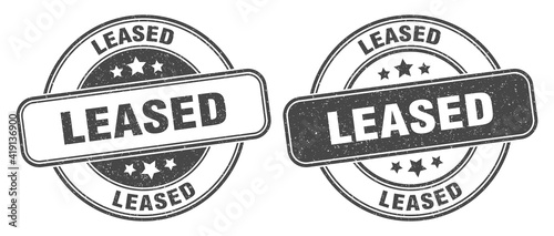 leased stamp. leased label. round grunge sign