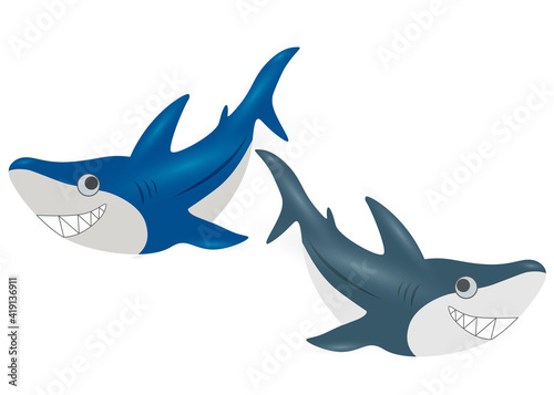Funny blue and green shark in the set.
