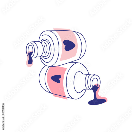 Modern abstract beauty nail polish. Minimalism concept. Line art drawing style. Contemporary silhouette of woman. Hand drawn trendy vector posters, illustrations for print.