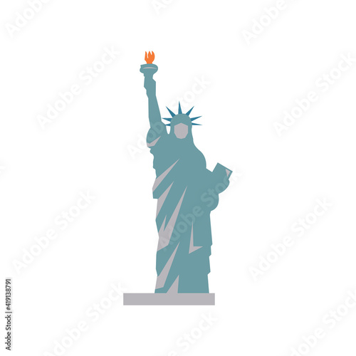 Isolated statue of liberty on white background.