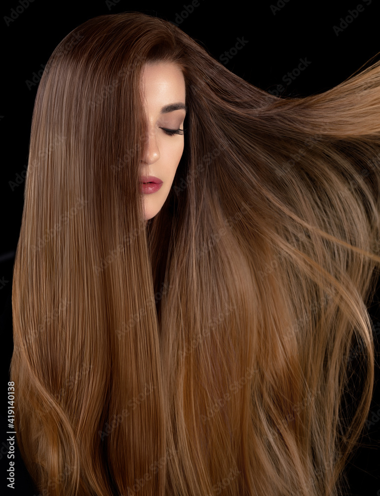 Healthy Long Hair Beautiful Model Girl With Shiny Smooth And Straight