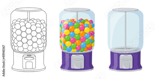 Gumball machine, empty and full dispenser