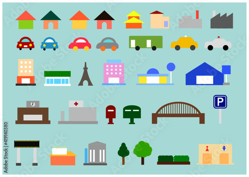 カラー・シティアイコンセット（ベクター）