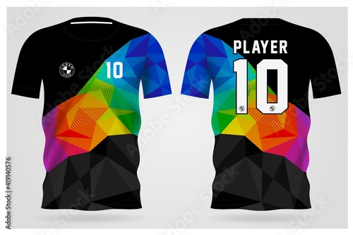 colorful abstract sports jersey template for team uniforms and Soccer t shirt design
