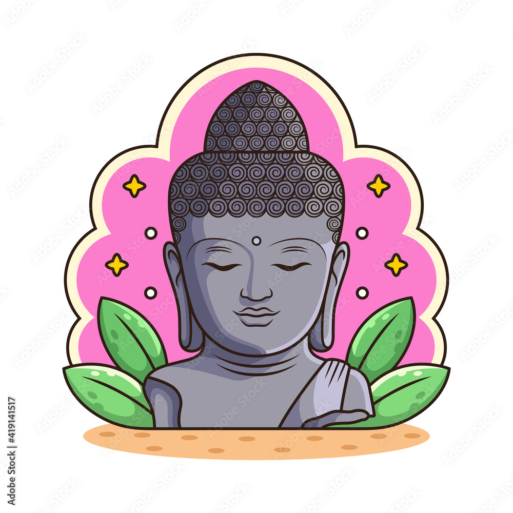 Statue of Buddha Cartoon. Symbol Vector Icon Illustration, Isolated on  White Background Stock Vector | Adobe Stock