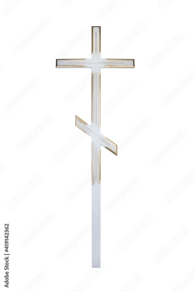 Wooden cross for a tombstone. Isolated Wooden cross for a tombstone. Isolated
