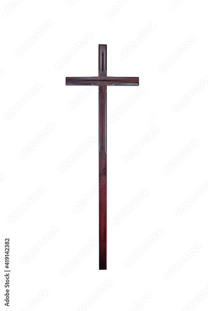 Wooden cross for a tombstone. Isolated