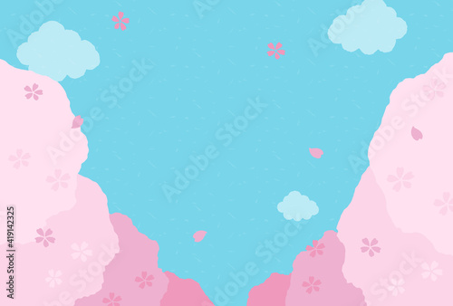 vector background with cherry blossom trees for banners, cards, flyers, social media wallpapers, etc.