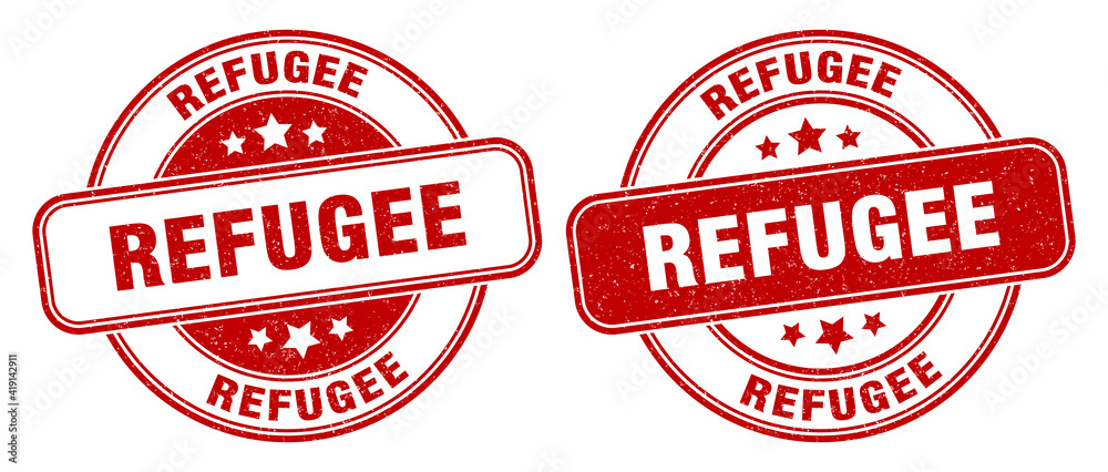 refugee stamp. refugee label. round grunge sign refugee stamp. refugee label. round grunge sign