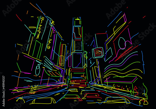 Times Square New York City abstract illustration