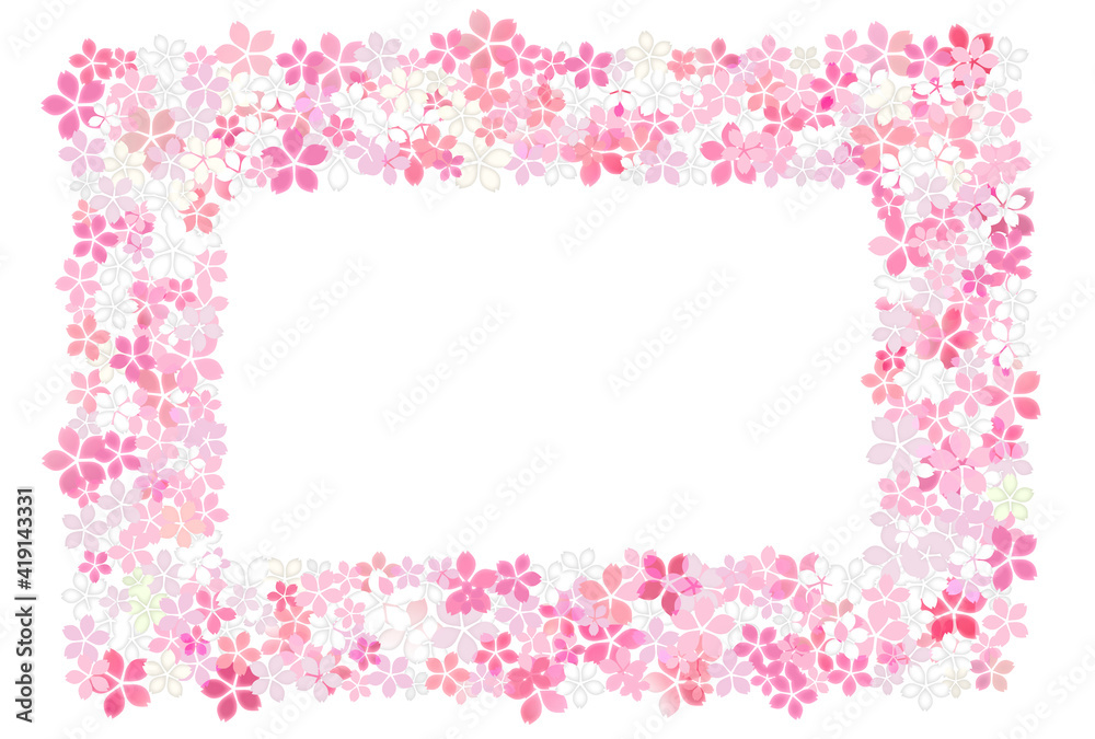 桜の花びら四角のフレーム6
