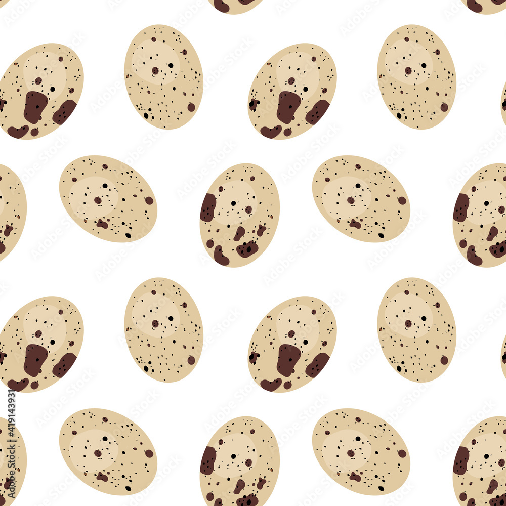 Top view, Seamless pattern with fresh quail eggs isolated on a white background. Natural healthy food and organic nutrition concept. Top view, Seamless pattern with fresh quail eggs isolated on a white background. Natural healthy food and organic nutrition concept.