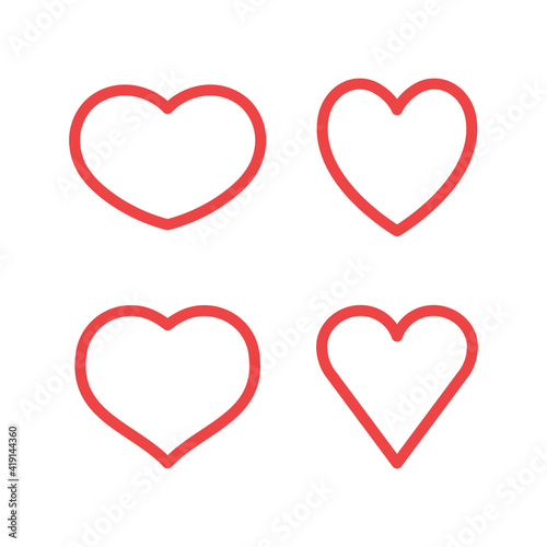 Hearts vector icon collection. Valentine's day romance symbols.