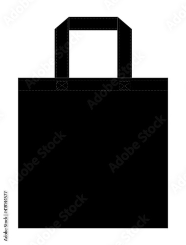 Blank Black Tote Bag Template on Gray Background, Vector File.