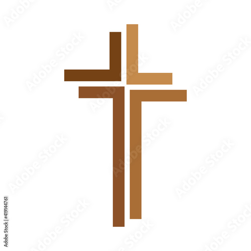 Christian cross icon. Abstract religion symbol. Vector illustration.