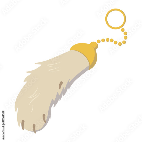 vector graphics in flat style isolated on white background. Illustration of a hand-drawn mascot keychain rabbit's foot a symbol of good luck, amulet, happiness and monetary prosperity.