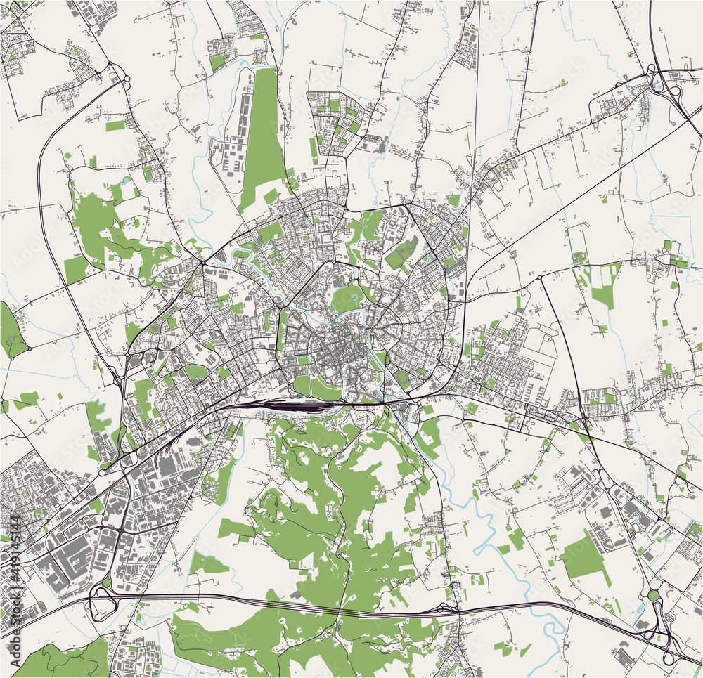 Obraz premium map of the city of Vicenza, Veneto, Italy