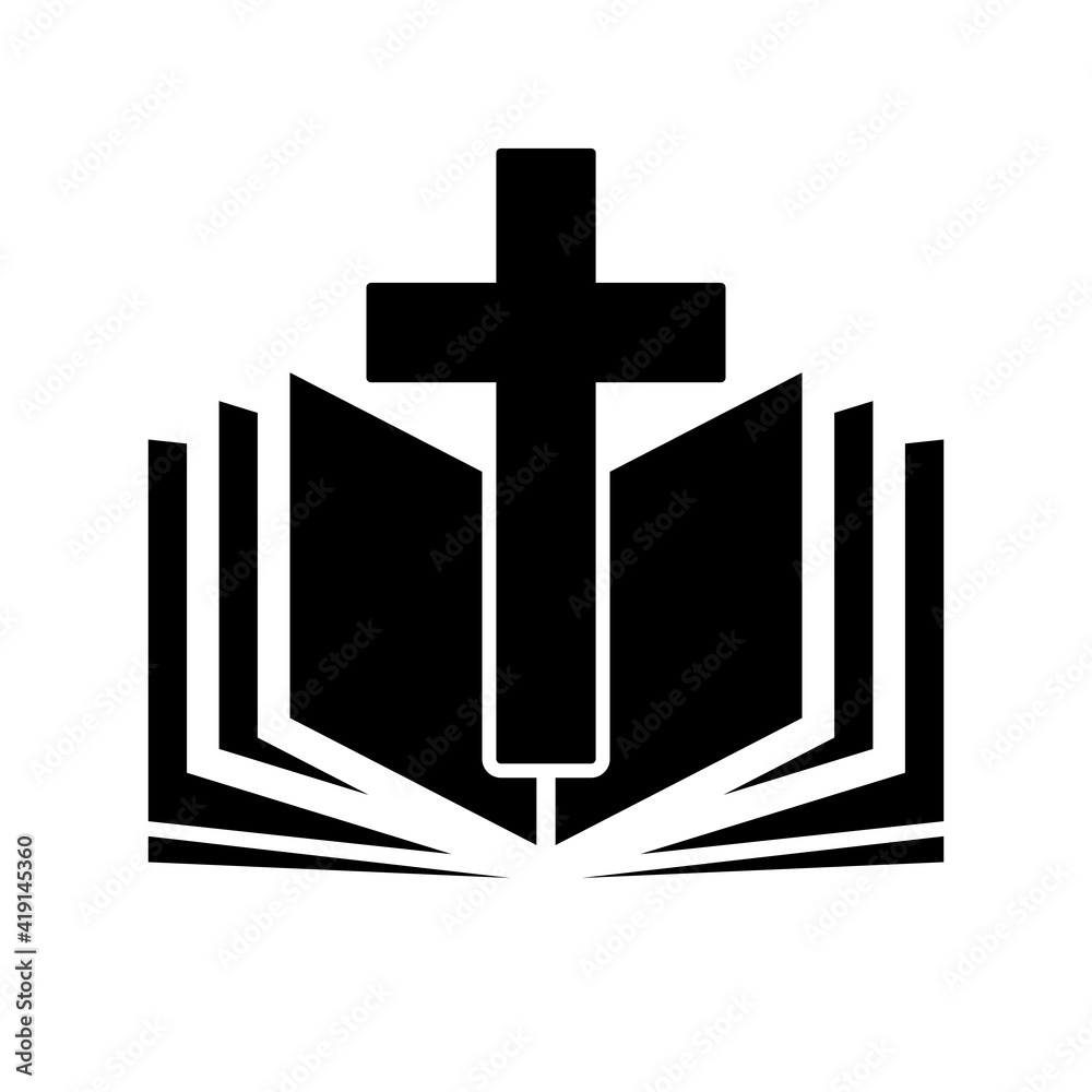 Church logo. Bible with christian cross. Abstract religion symbol. Church logo. Bible with christian cross. Abstract religion symbol.