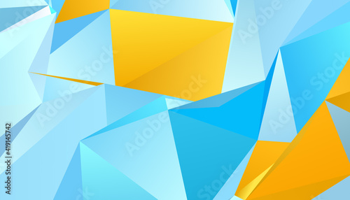 Abstract blue and orange triangle background, low poly 3D illustration, geometric polygon pattern