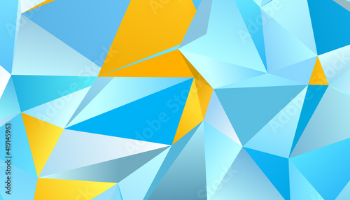 Abstract blue and orange triangle background, low poly 3D illustration, geometric polygon pattern
