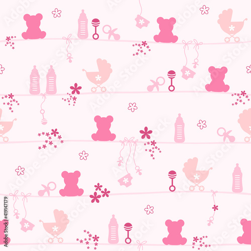Endlosmuster Baby Mädchen Pink