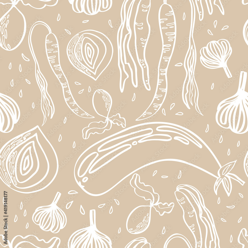 vector seamless vegetable pattern contour vector seamless vegetable pattern contour