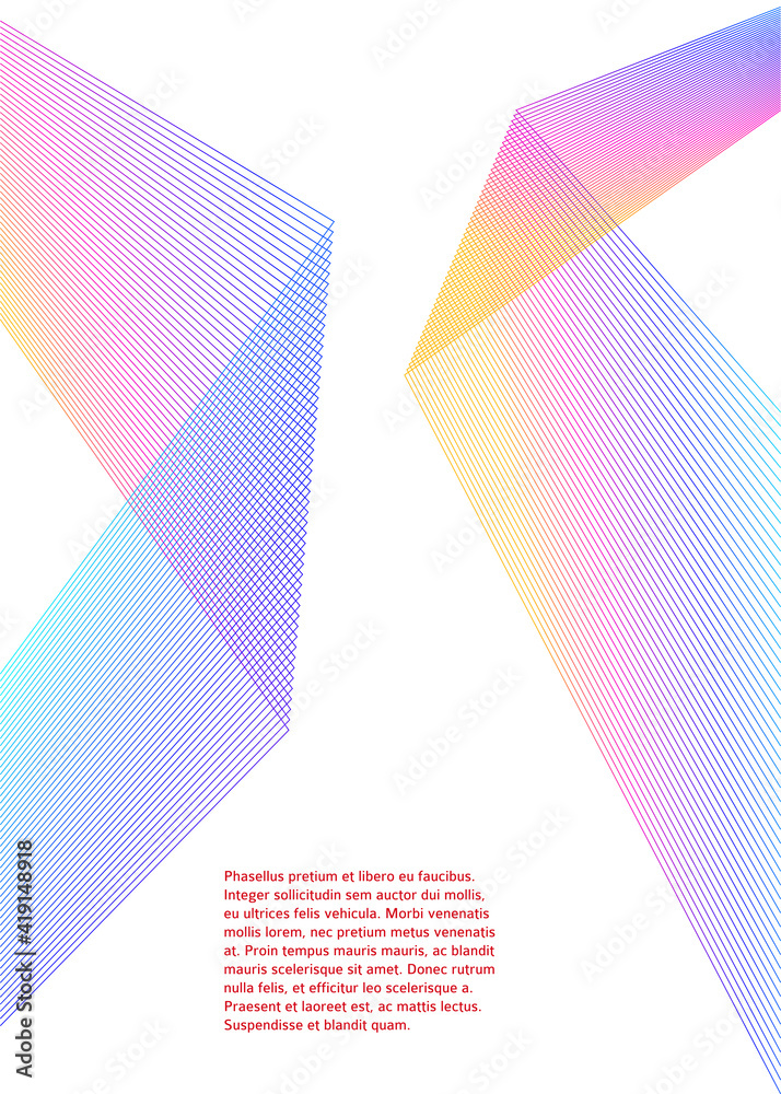 Design element Curved sharp corners wave many lines. Abstract vertical broken stripes on white background isolated. Creative line art. Vector illustration EPS 10. Colors line created using Blend Tool Design element Curved sharp corners wave many lines. Abstract vertical broken stripes on white background isolated. Creative line art. Vector illustration EPS 10. Colors line created using Blend Tool