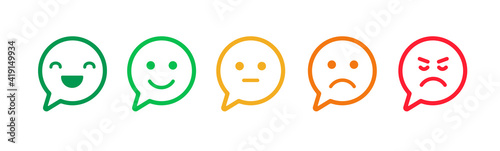 Feedback emoji icons vector design. Bad and Good Review. Happy and Sad reaction. photo