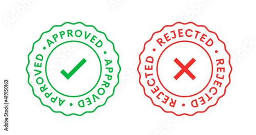Approved and Rejected Stamp Icon Signs vector design.