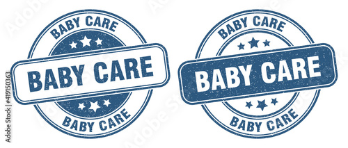 baby care stamp. baby care label. round grunge sign