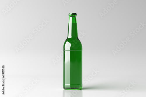 Beer bottle 500ml mock up on white background.