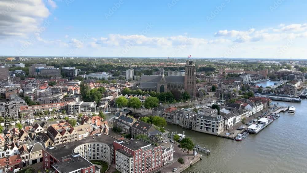 Dordrecht  Church Grote Kerk / Onze-Lieve-Vrouwekerk Aerial drone 