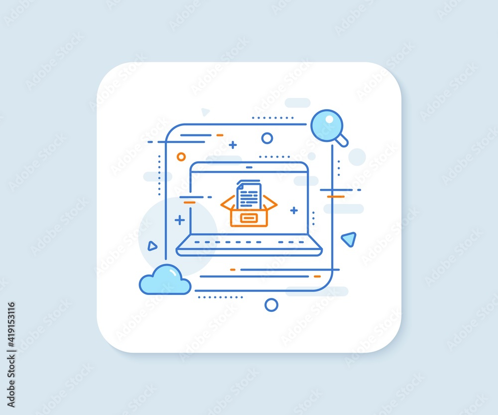 Documents box line icon. Abstract vector button. Doc files page sign. Office note symbol. Documents box line icon. Laptop concept badge. Vector Documents box line icon. Abstract vector button. Doc files page sign. Office note symbol. Documents box line icon. Laptop concept badge. Vector