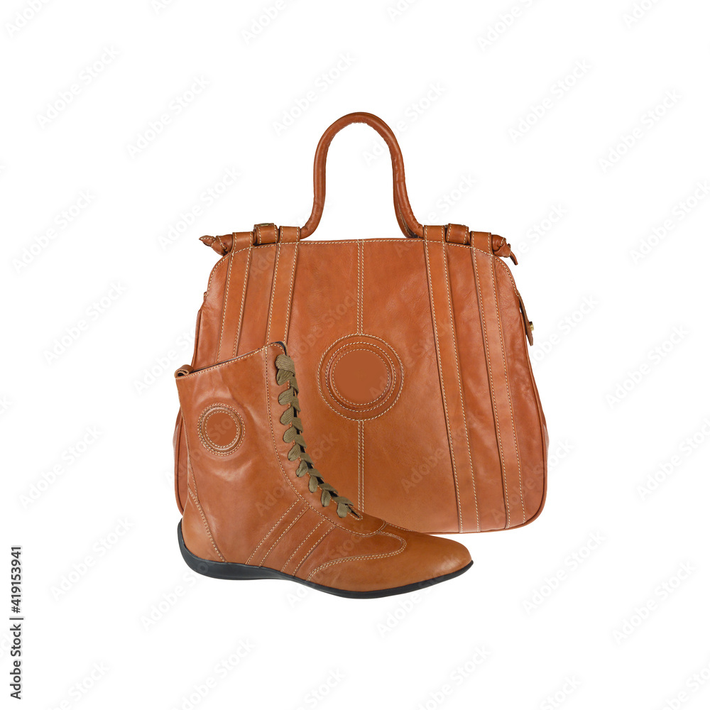 Fashionable and stylish shoe and handbag for woman.
