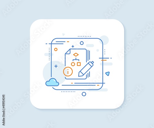 Documentation with algorithm line icon. Abstract square vector button. Technical instruction sign. Algorithm line icon. Quality concept badge. Vector