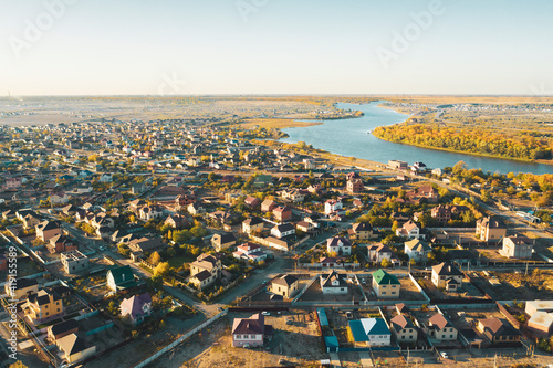 The village of Nachalovo near the town of Astrakhan in the Astrakhan region. Volga River Delta. High quality photo photo