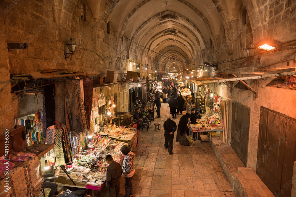 Suq Arabic market in muslim Quarter, Old City, Jerusalem, Israel., Middle East